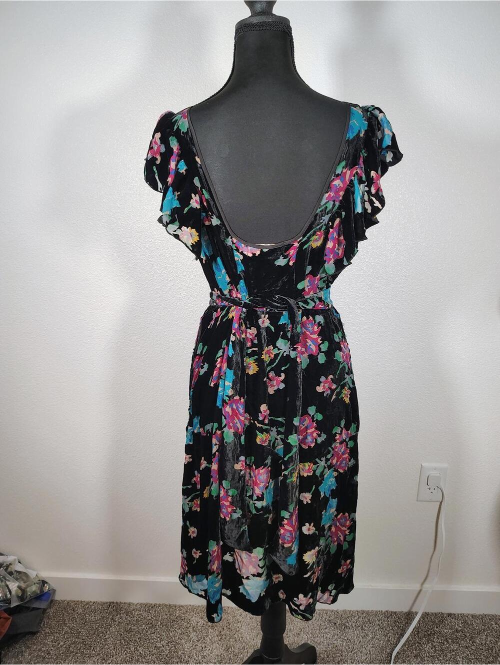 4 Love Liberty Johnny Was Black Floral Silk Blend Mini Dress - Picture 3 of 9